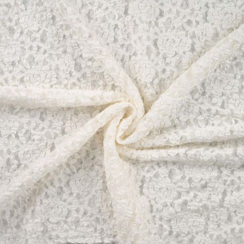 Tissu Dentelle gaufrée uni Blanc cassé