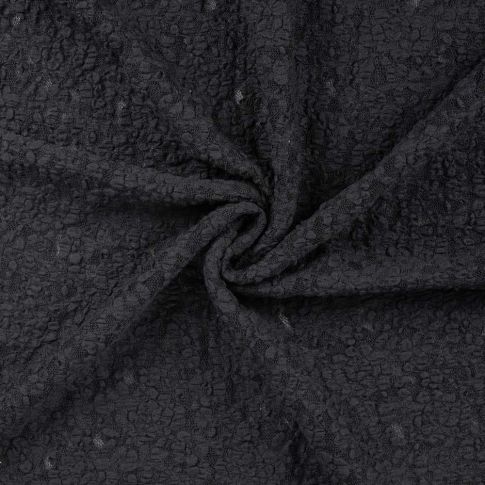 Tissu Dentelle gaufrée uni Noir