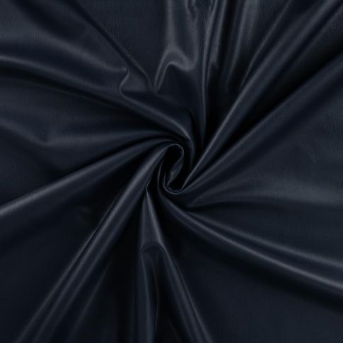 Tissu Simili Cuir Britney Stretch envers minky uni Bleu marine
