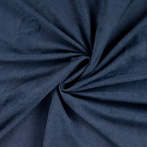 Tissu Suédine Melody  aspect peau de pêche envers satiné uni Bleu marine