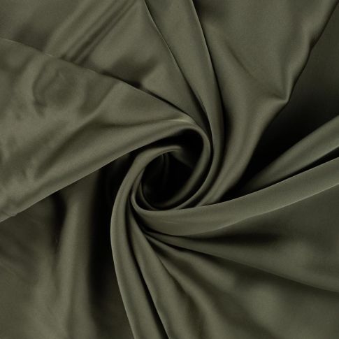Tissu Viscose   Olivia touché Satin uni  Vert kaki