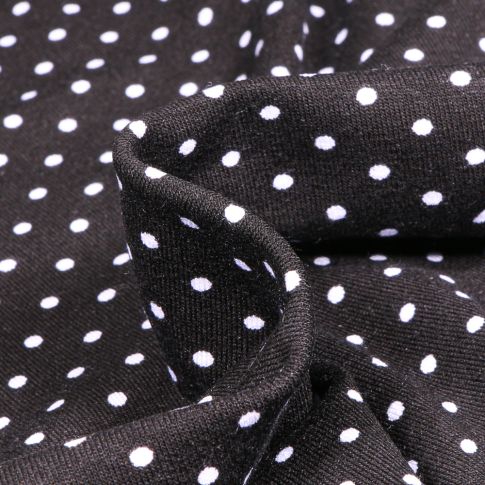 Tissu Jersey Viscose St Tropez Pois Blancs 3 mm sur fond Noir