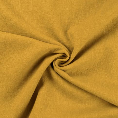Tissu Lin lavé uni Moutarde