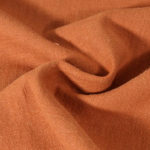 Tissu Lin lavé uni Brique