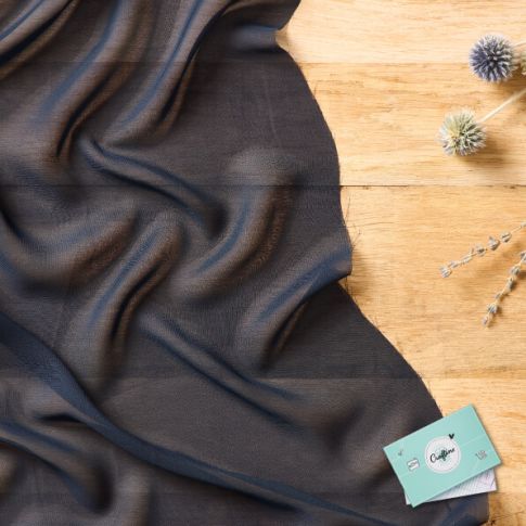 Coupon Tissu Voile Craftine Box Nuit Etoilée Bleu marine - Coupon de 220 cm