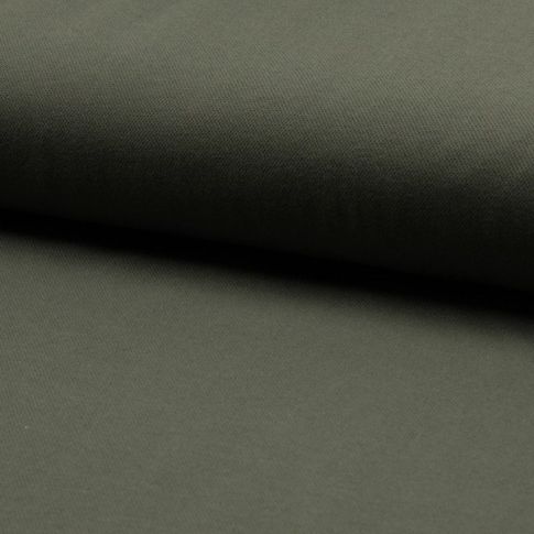 Coupon Tissu Jersey Piqué de coton spécial Polo Vert kaki - Coupon de 10 cm