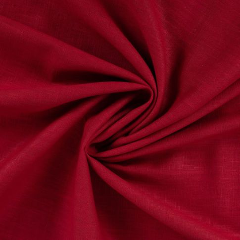 Tissu 100% Lin uni Rouge cerise