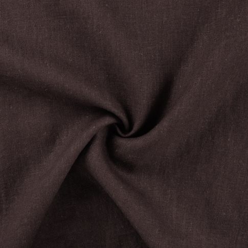 Tissu 100% Lin uni Marron chocolat