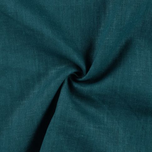 Tissu 100% Lin uni Bleu pétrole