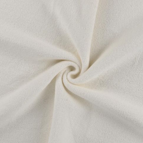 Tissu Jersey Velours éponge envers polaire uni Ecru