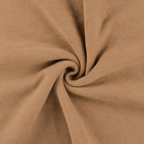 Tissu Jersey Velours éponge envers polaire uni Camel