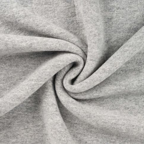 Tissu Laine bouillie uni Gris chiné