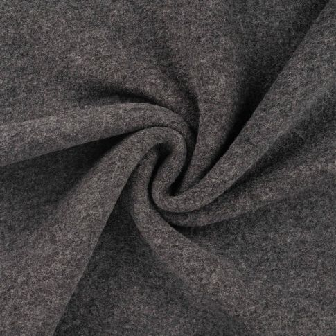 Tissu Laine bouillie uni Gris anthracite chiné