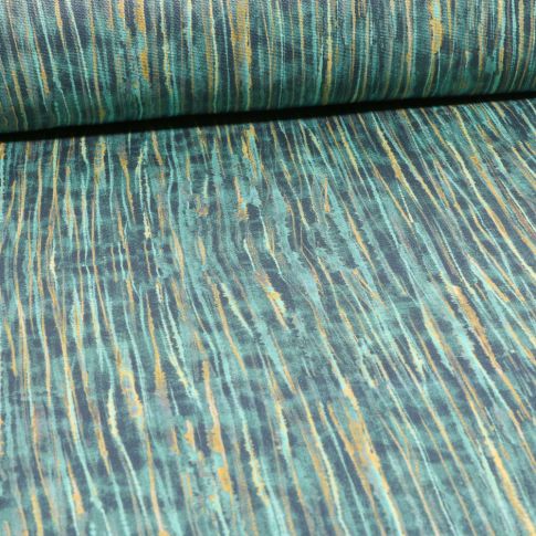 Tissu Toile Transat Dralon Rayures destructurées sur fond Bleu pétrole