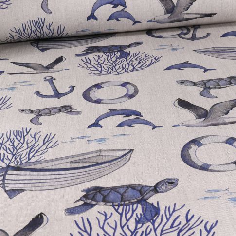Tissu Toile Transat Dralon Nautilus sur fond Gris