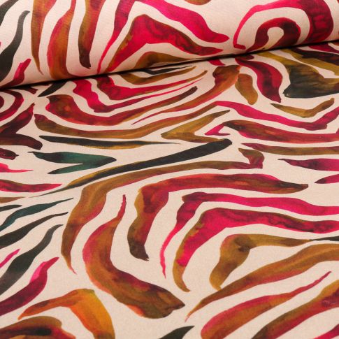 Toile Transat Dralon impression digitale zebra coloré sur fond Ecru