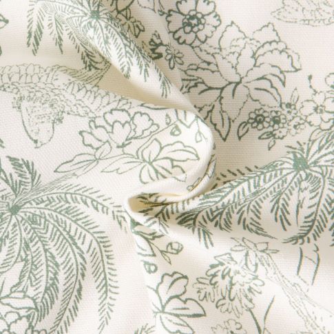 Tissu Toile de Jouy Palme Cactus sur fond Naturel