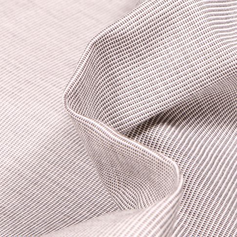Tissu Toile extérieure Dralon Grande largeur Fines rayures beige sur fond Blanc