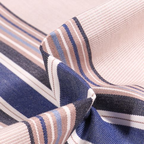 Tissu Toile extérieure Dralon Grande largeur Le Croisic sur fond Bleu