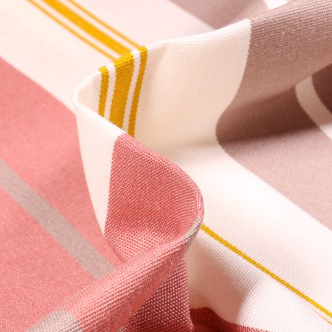 Tissu Toile extérieure Dralon Grande largeur Rayures Bonifacio sur fond Rose
