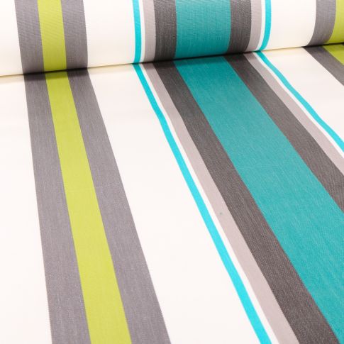 Tissu Toile extérieure Dralon enduit Mentoue sur fond Bleu lagon