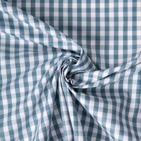 Tissu Vichy Laury Petits carreaux 5 mm Bleu canard