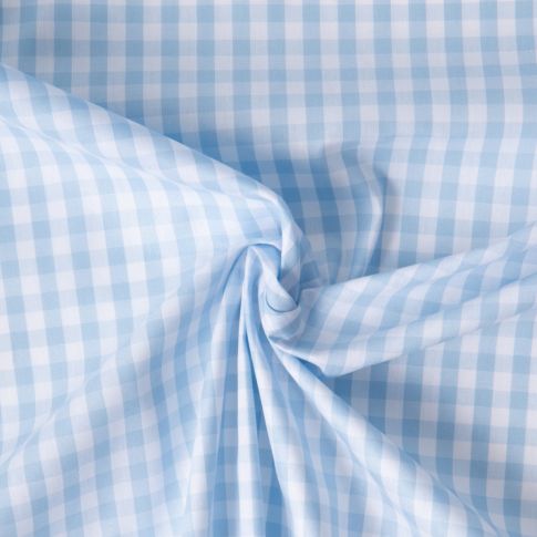Tissu Vichy Laury Petits carreaux 5 mm Bleu ciel
