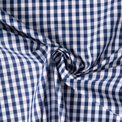 Tissu Vichy Laury Petits carreaux 5 mm Bleu marine