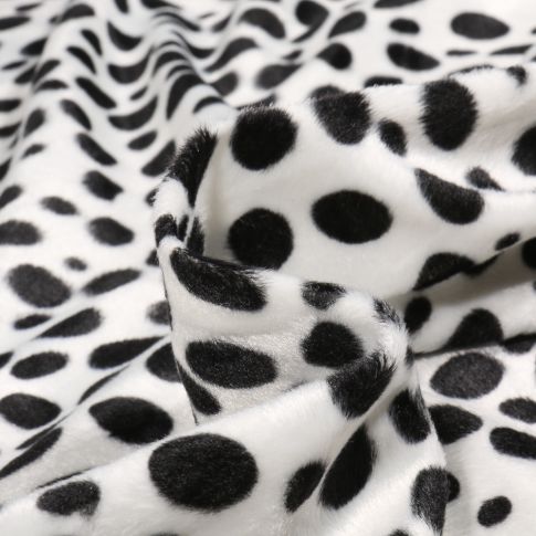 Tissu Velours Peau de bête Dalmatiens sur fond Blanc