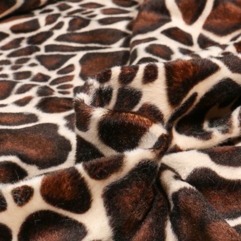 Tissu Velours Peau de bête Giraphe sur fond Beige