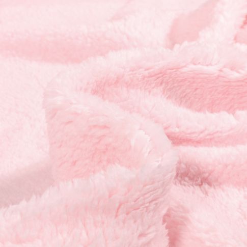 Tissu Fausse fourrure Mouton Pilou uni Rose bébé