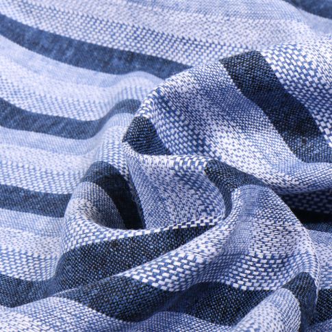 Tissu Lin Viscose Rayures sur fond Bleu marine