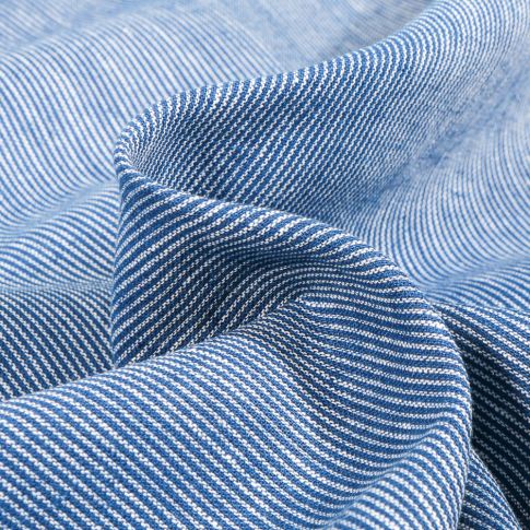 Tissu Lin Viscose Rayures fines sur fond Bleu