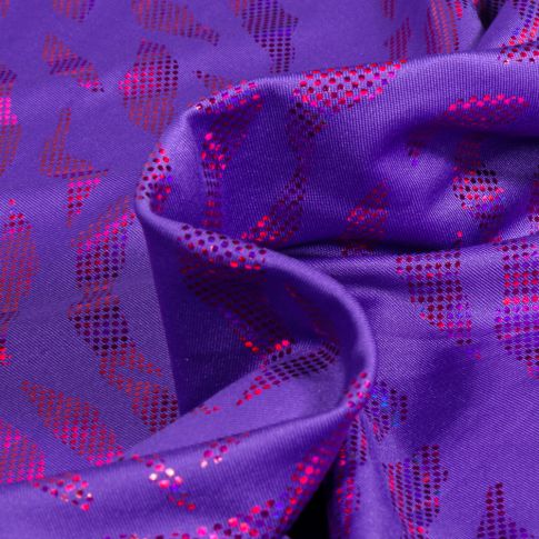 Tissu Jersey Lycra Zébra métalissé sur fond Violet