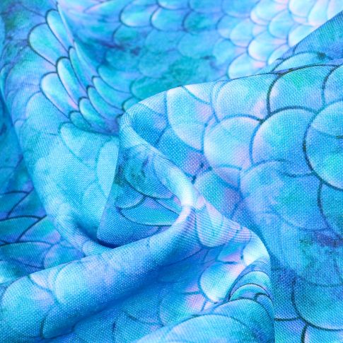 Tissu Burlington Sirène sur fond Bleu