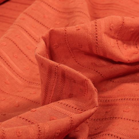 Tissu Voile de coton brodé ajouré Lola uni Rouille