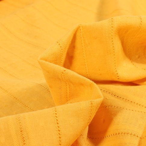 Tissu Voile de coton brodé ajouré Lola uni Jaune
