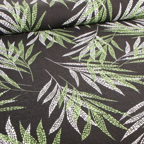 Tissu Viscose Lin Ellya sur fond Noir