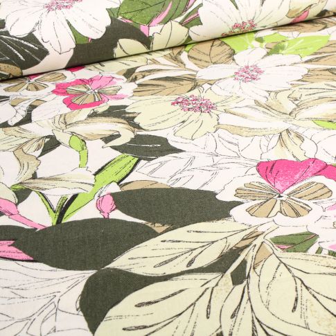 Tissu Lin Viscose Pria sur fond Vert kaki