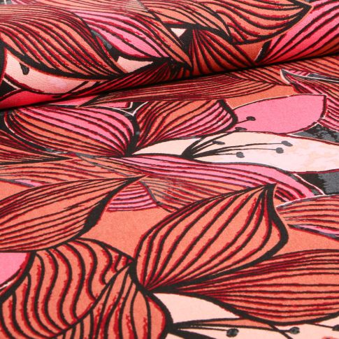 Tissu Lin Viscose Ryma sur fond Terracotta