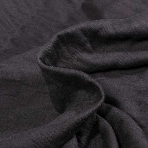 Tissu Jersey Coton smocké uni Noir