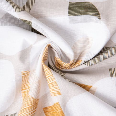 Tissu Toile de Coton Craig motifs géométrique sur fond Gris clair chiné