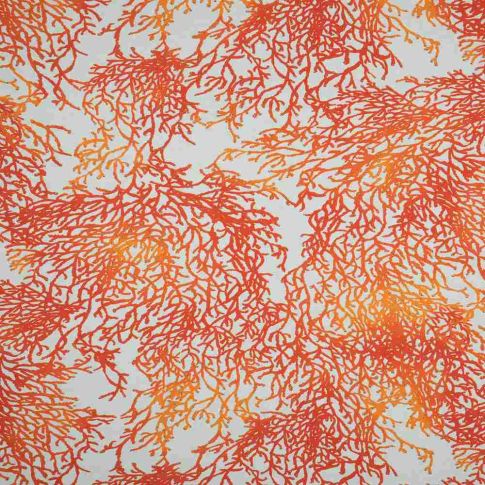 Tissus Toile Savoie orange Calédonie sur fond Blanc