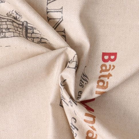 Tissu Toile Canvas Vinothèque appellations viticoles sur fond Beige