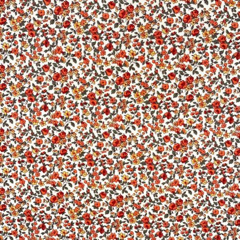 Coupon Tissu Coton imprimé Arty Léonie rouge sur fond Blanc