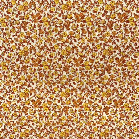 Tissu Coton imprimé Arty Petites fleurs Léonie orangées sur fond Blanc