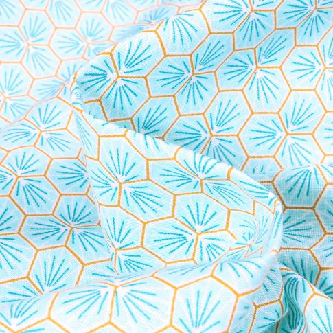 Tissu Coton imprimé  Arty Riad sur fond Vert menthe