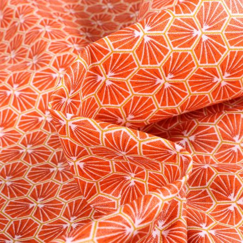 Tissu Coton enduit Riad sur fond Orange