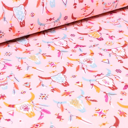 Tissu Coton imprimé Arty Arizona sur fond Rose