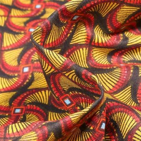 Tissu Coton imprimé Arty Wax Illusion sur fond Rouge